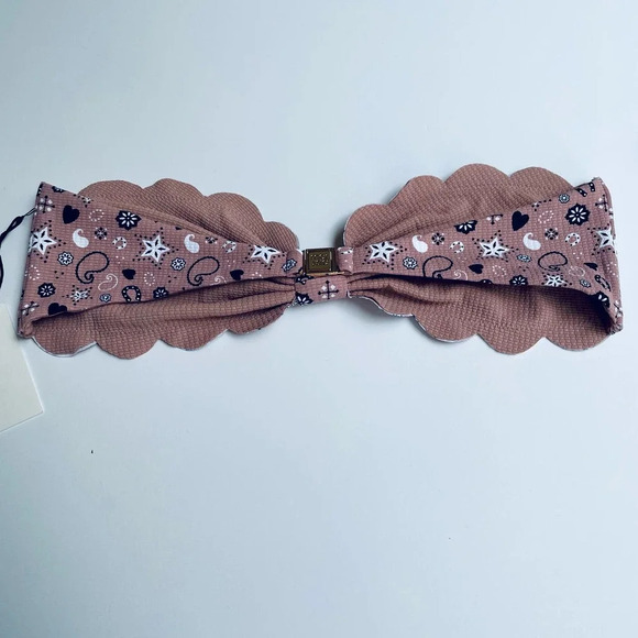 Marysia Antibes Bikini Swim Top Bandeau Pink Bandana Print Size Large NEW - Picture 3 of 5